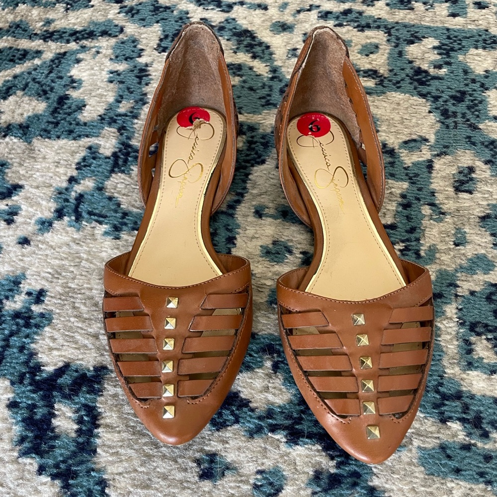 Brown Studded Women's Flats